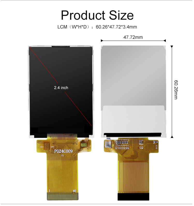 Pantalla de visualización de TFT LCD de 2,4 pulgadas, módulo de ILI9341V 24pin SPI LCD para Mini Video Camera