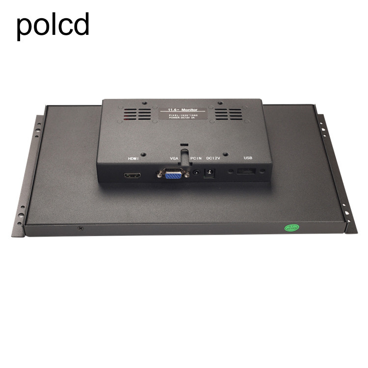 Monitor LCD industrial de Polcd 11,6 de la caja metálica” con la pantalla táctil colgante del marco abierto del oído