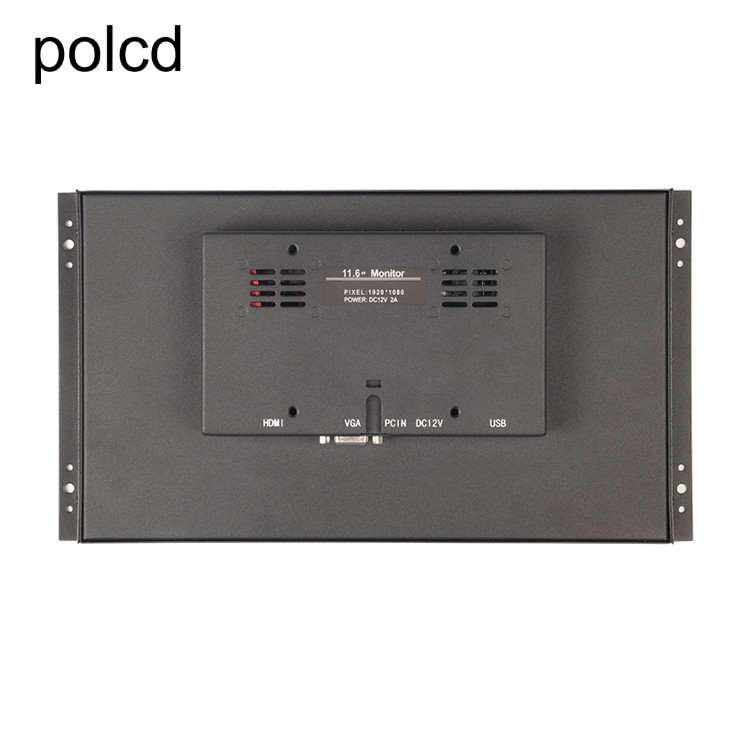 Monitor LCD industrial de Polcd 11,6 de la caja metálica” con la pantalla táctil colgante del marco abierto del oído