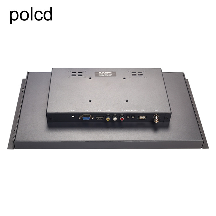 Puerto industrial integrado montado en la pared del monitor LCD IPS HDMI VGA de la pulgada del metal de Polcd 15,6
