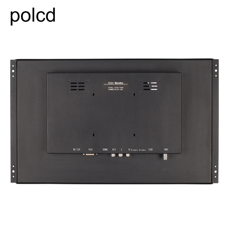 Puerto industrial integrado montado en la pared del monitor LCD IPS HDMI VGA de la pulgada del metal de Polcd 15,6