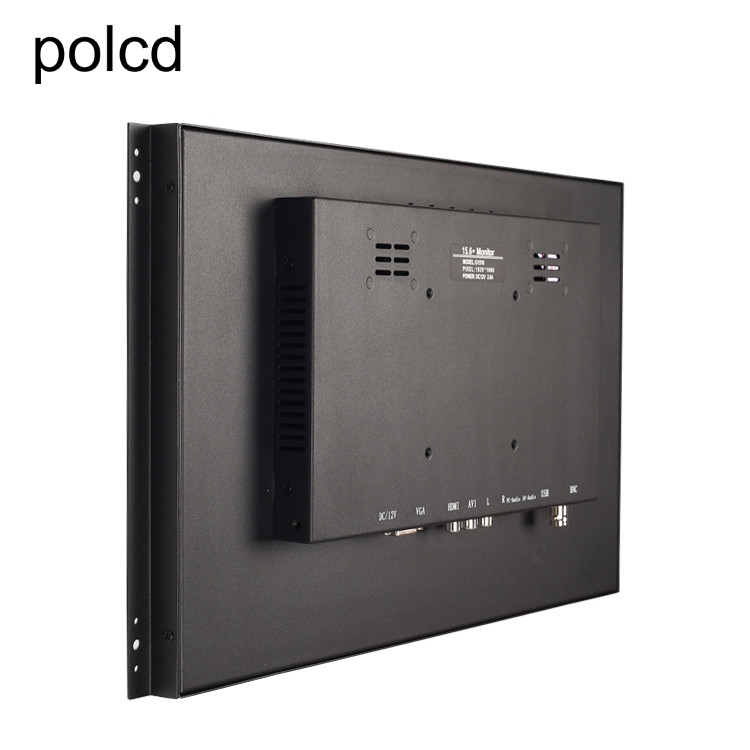 Puerto industrial integrado montado en la pared del monitor LCD IPS HDMI VGA de la pulgada del metal de Polcd 15,6