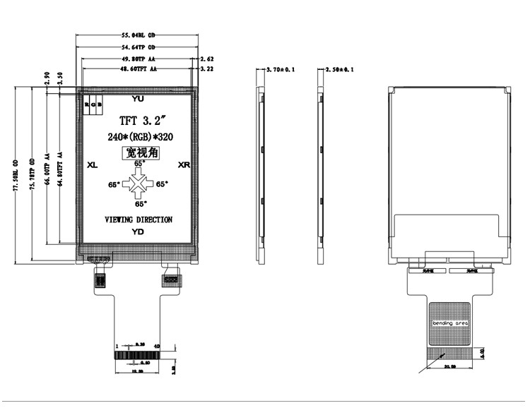 Polcd 3,5 pulgadas 240x320 tamaño de píxel Display TFT pequeño 320x480 ILI9488 controlador IC