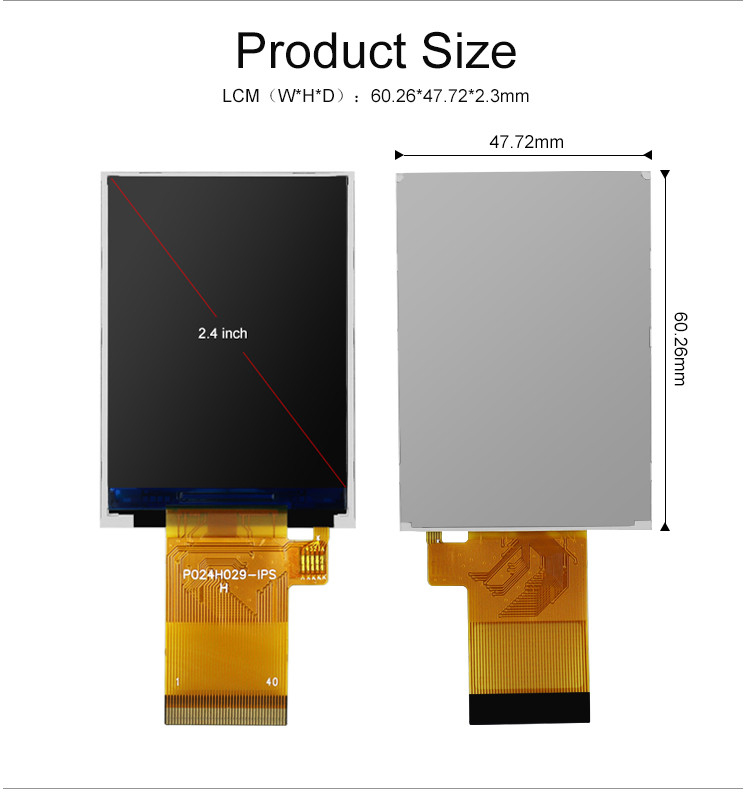 Liendre de Polcd 350 2,4 exhibición del LCD del interfaz de la pantalla táctil de Tft de la pulgada 240x320 48.96m m MCU RGB