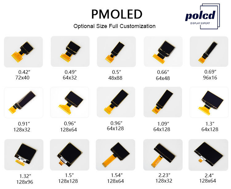 Polcd Pmoled el módulo de Oled de 0,66 pulgadas, 64x88 modificó la exhibición micro blanca de Oled para requisitos particulares del tamaño