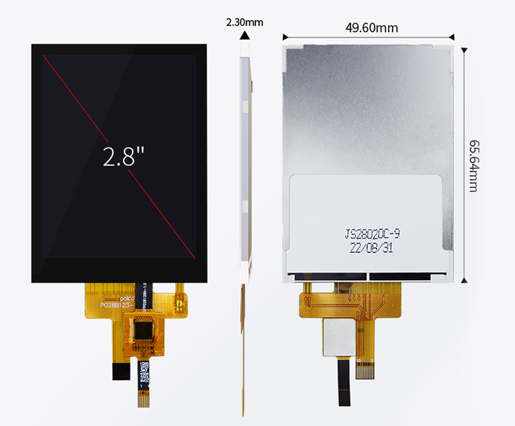 2.8 pulgadas 178° Ips Tft capacitiva pantalla táctil ángulo de visión completa interfaz Spi