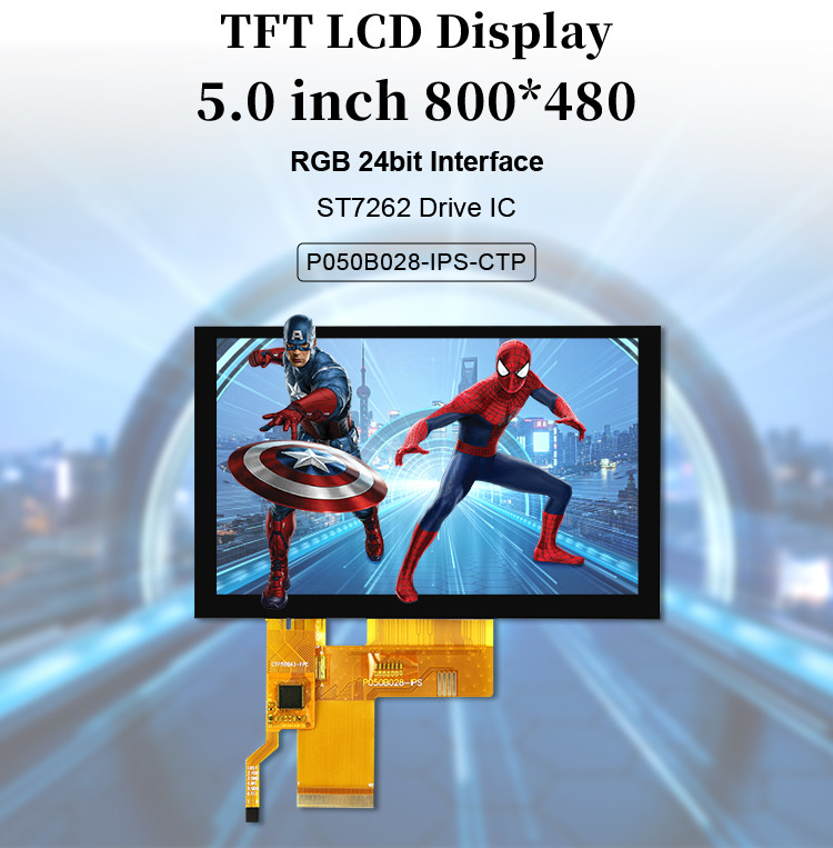 5 pulgadas Tft Lcd capacitiva pantalla táctil de alto brillo 800x480 Resolución Interfaz Rgb Ips