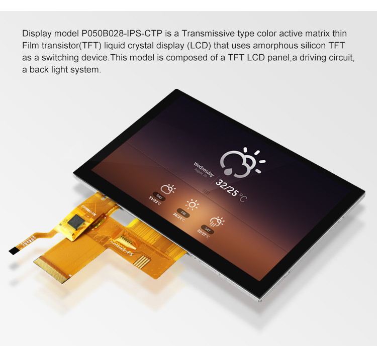 5 pulgadas Tft Lcd capacitiva pantalla táctil de alto brillo 800x480 Resolución Interfaz Rgb Ips