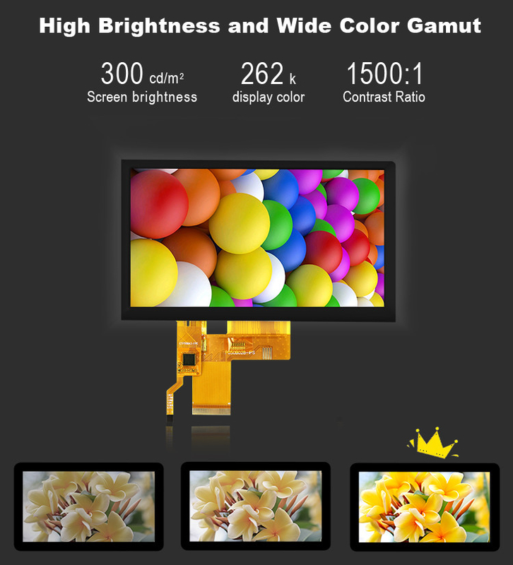 5 pulgadas Ips Tft pantalla LCD pantalla transmisora 24 bits Interfaz RGB 800*480 Vista