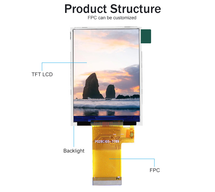Mcu 37 Pin 2.8 pulgadas pantalla táctil módulo de pantalla de LCD con toque de resistencia