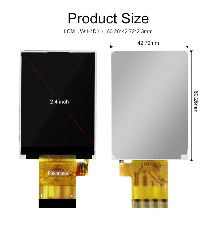 Polcd ST7789V 2.4 pulgadas Tft Display 12 0'CLOCK 240x320 Tft pantalla de panel de LCD