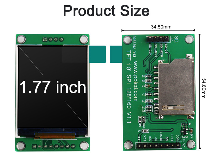 Polcd ST7262 1.77 Pulgadas 24 Bit Lcd 128X160 TFT Pantalla Táctil 300 Nit