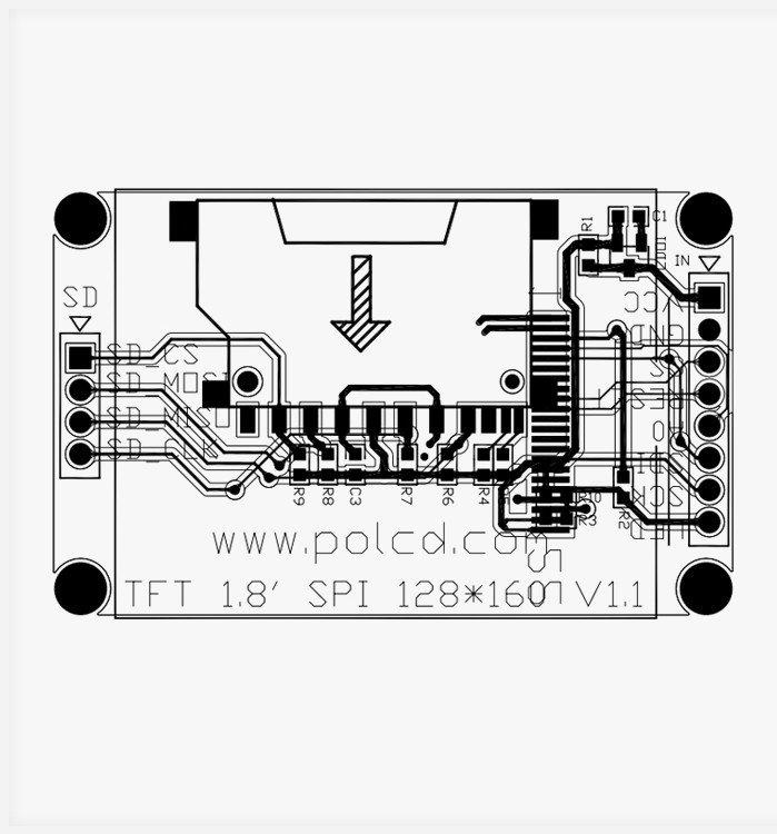 Polcd ST7262 1.77 Pulgadas 24 Bit Lcd 128X160 TFT Pantalla Táctil 300 Nit