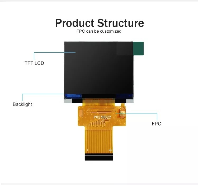 Polcd Negro 320*240 RGB TFT Display de 18 bits Alto brillo Panel LCD de 2,31 pulgadas