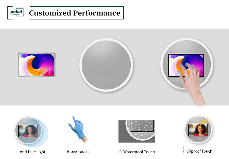 Polcd 8 pulgadas Multitouch Mirror Glass Display Industrial Panel de pantalla táctil LCD capacitivo personalizado