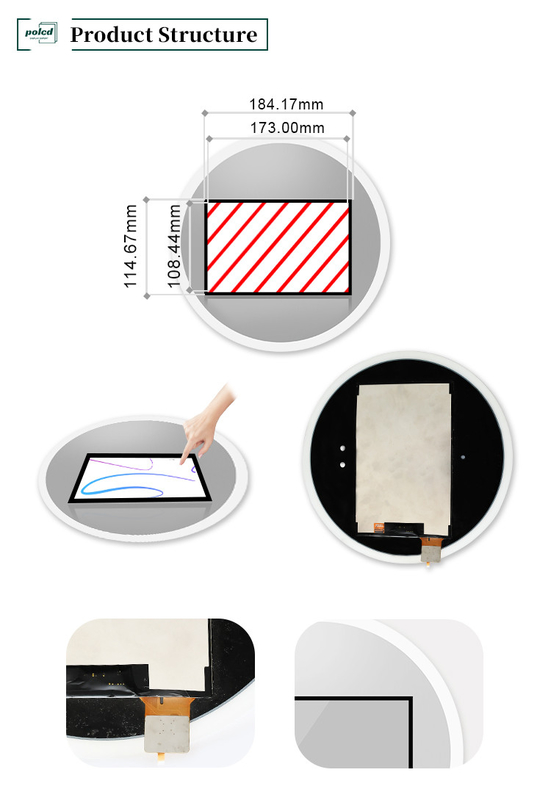 Polcd 8 pulgadas Multitouch Mirror Glass Display Industrial Panel de pantalla táctil LCD capacitivo personalizado