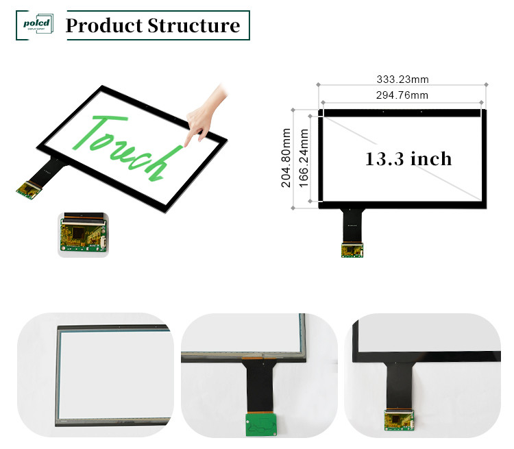 Polcd 13,3 pulgadas Panel táctil de vidrio de múltiples puntos impermeable CTP ILI2511 GG Pantalla táctil capacitiva
