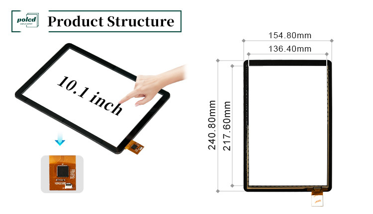 Polcd 10,1 pulgadas GT9271 de forma cuadrada de vidrio 800x1280 capacitivo panel de pantalla táctil para el automóvil industrial