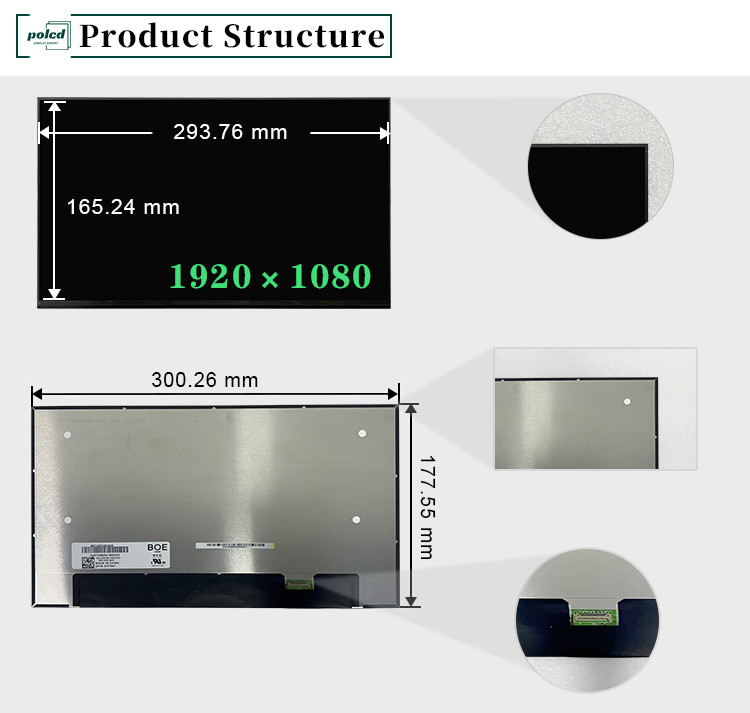 13.3 pulgadas NV133FHM-N49 Panel de pantalla LCD de computadora portátil 60Hz 1920x1080 FHD IPS TFT Modulo de visualización para portátil