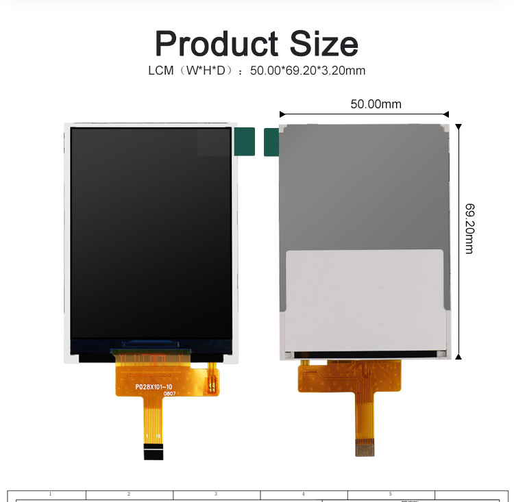 Polcd ST7789V Pantalla Ips de 2,8 pulgadas 12 0'CLOCK TFT LCD Módulo ISO9001