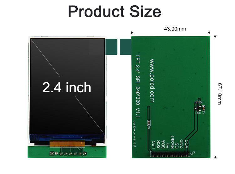 Polcd RoHS Color 262K Lcd Tft Panel táctil ST7789V2 Tft de 2,4 pulgadas