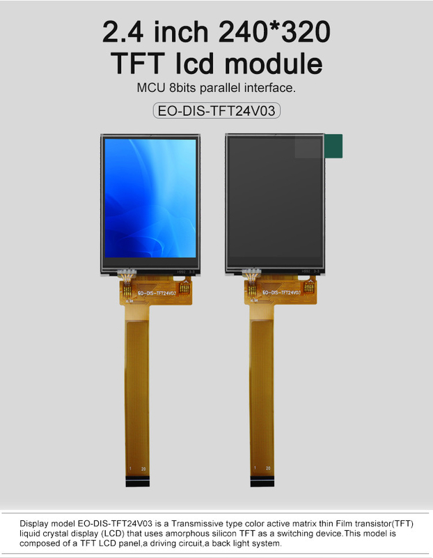 Polcd Negro 8080 MCU Pantalla Tft 2.4 Pulgadas 8 Bit 2.4 Tft Spi 240x320