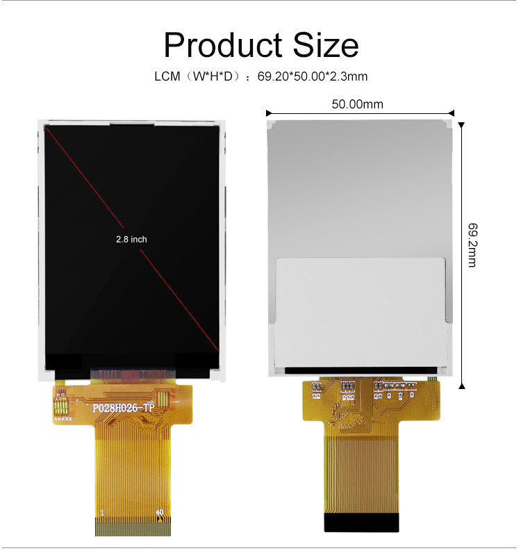 Polcd 12 0'CLOCK 240x320 2.8 Pulgadas Ili9341v Pantalla táctil TFT de 16 bits