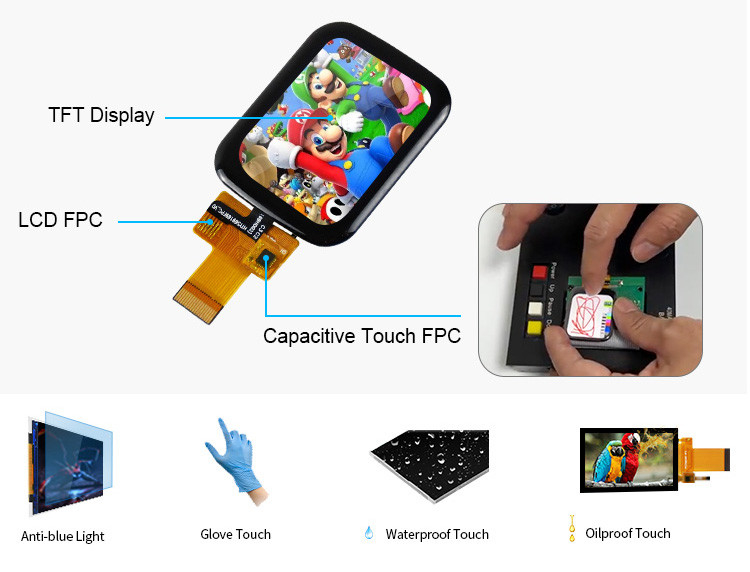 Polcd 1,69 pulgadas pantalla táctil pantalla LCD 240x280 interfaz SPI módulo TFT pequeño