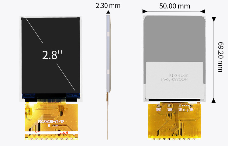 Resolución Polcd 240X320 pantalla táctil de 2,8 pulgadas Spi Tft Lcd Ili9341V RoHS TFT