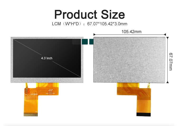 Polcd ST7262E43 pequeña pantalla Tft Lcd RGB 24 bits 4,3 pulgadas Tft Lcd 800x480
