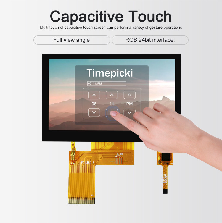 Polcd ST7262E43 Pantalla Tft Lcd de 4,3 pulgadas Panel táctil LCD de 280 nit 800X480
