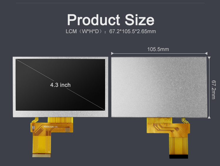 Polcd 4.3 pulgadas TFT LCD 480x272 Resolución Interfaz RGB 4.3 