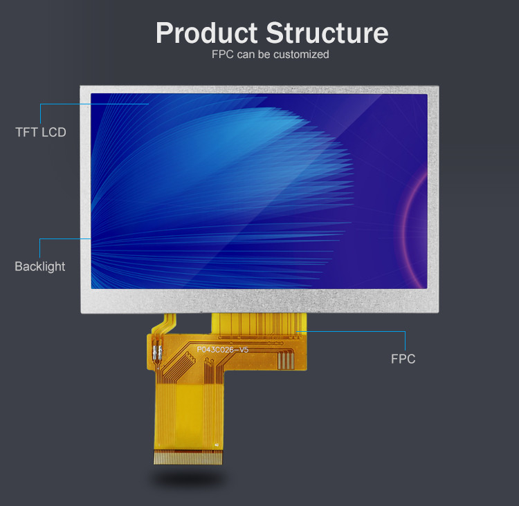 Polcd 4.3 pulgadas TFT LCD 480x272 Resolución Interfaz RGB 4.3 