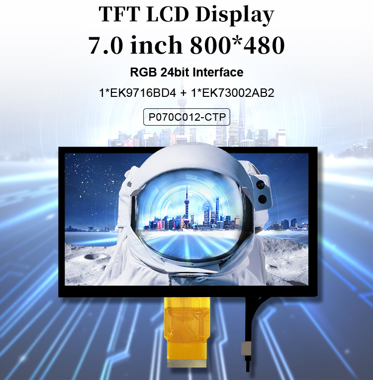 Polcd 7 pulgadas Modulo LCD de tamaño medio 800*480 Display TFT táctil capacitivo de alto brillo