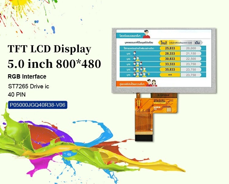 Polcd 5 pulgadas pantalla LCD 800x480 Resolución ST7262 controlador IC interfaz RGB pantalla TFT