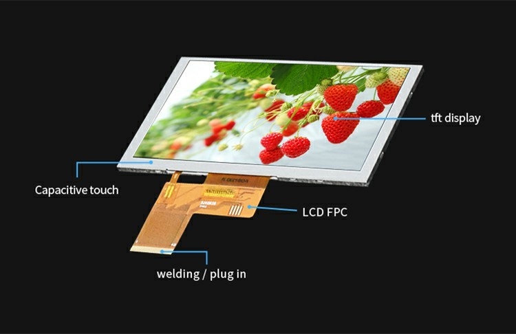 Polcd 5.0 pulgadas Panel TFT LCD 800 * 480 Resolución 500 nits Interfaz RGB 5 