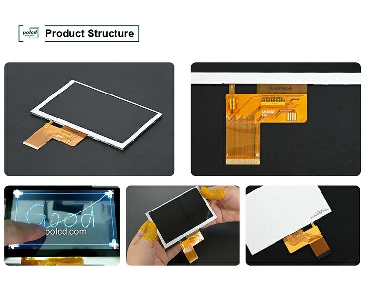 Polcd 5 pulgadas TFT LCD 800x480 500 nits Brillo RGB 24 bits Interfaz Modulo de pantalla IPS