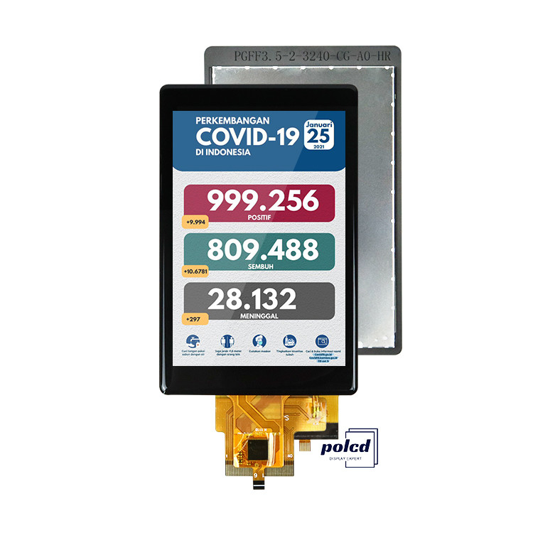 Polcd Personalizado 3.5 pulgadas 320x480 Panel táctil capacitivo 500nit ST7796U IPS Tft módulo de pantalla LCD