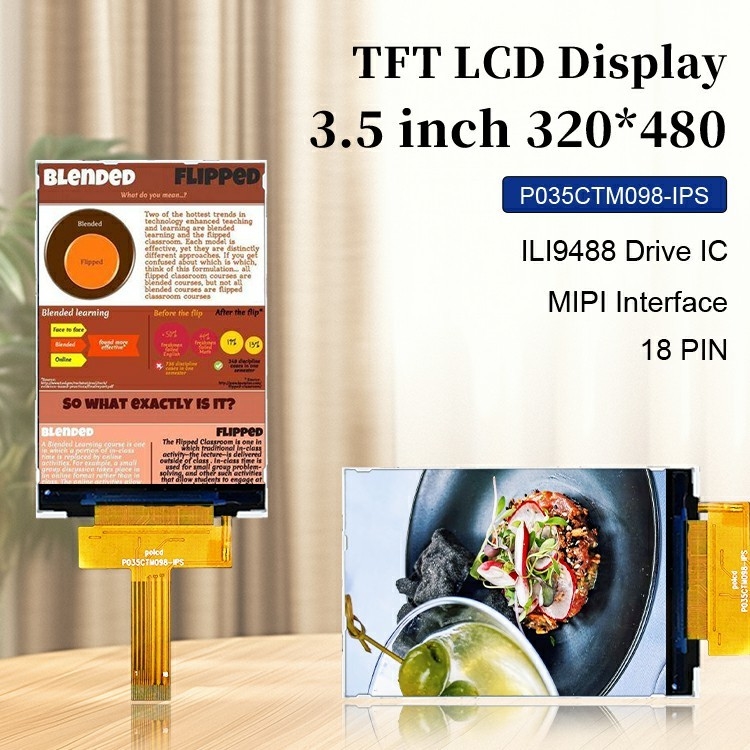 Polcd 3.5 pulgadas 320x480 Resolución 350nits Interfaz Mipi ili9488 IC Modulo de visualización LCD TFT de tipo vertical de 3,5'