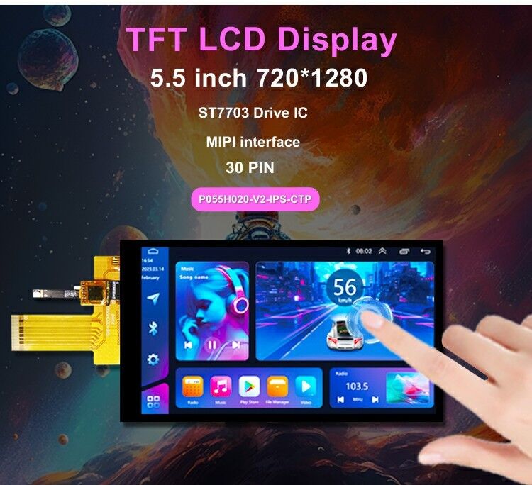 Polcd 5.5 pulgadas IPS TFT LCD 720x1280 Ángulo de visión completo con interfaz MIPI Módulo de visualización LCD