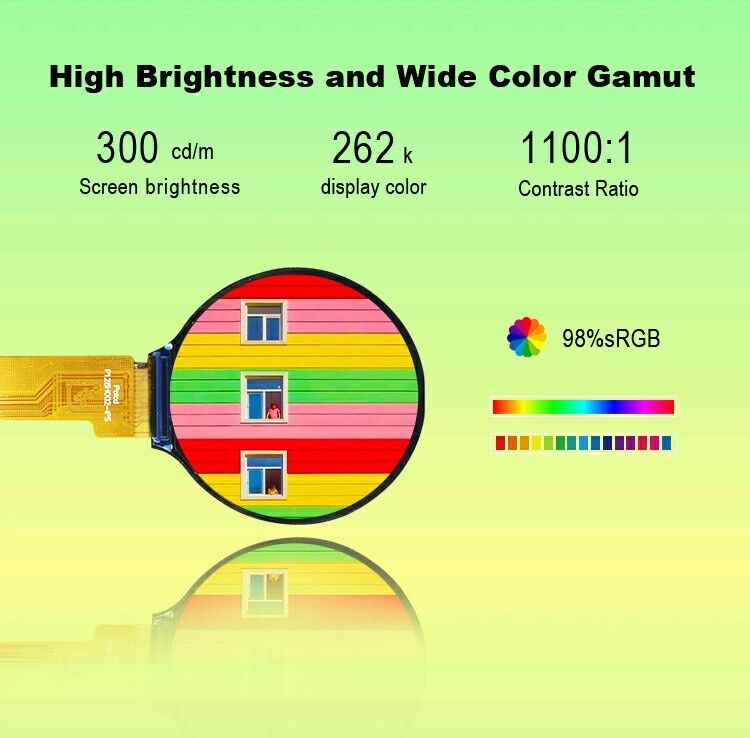 Polcd 1.28 pulgadas IPS Circular LCD Display 240xRGBx240 Resolución Modulo LCD TFT personalizado para relojes inteligentes