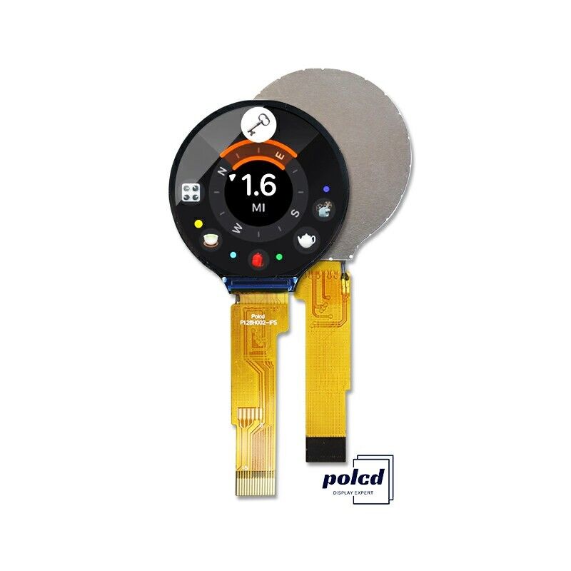 Polcd 1.28 pulgadas IPS Circular LCD Display 240xRGBx240 Resolución Modulo LCD TFT personalizado para relojes inteligentes