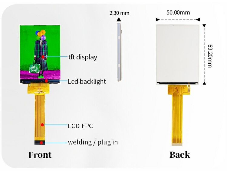 Polcd 2.8 pulgadas TFT Display 240x320 IPS Pantalla de alto contraste 1200: 1 Panel TFT Modulo LCD