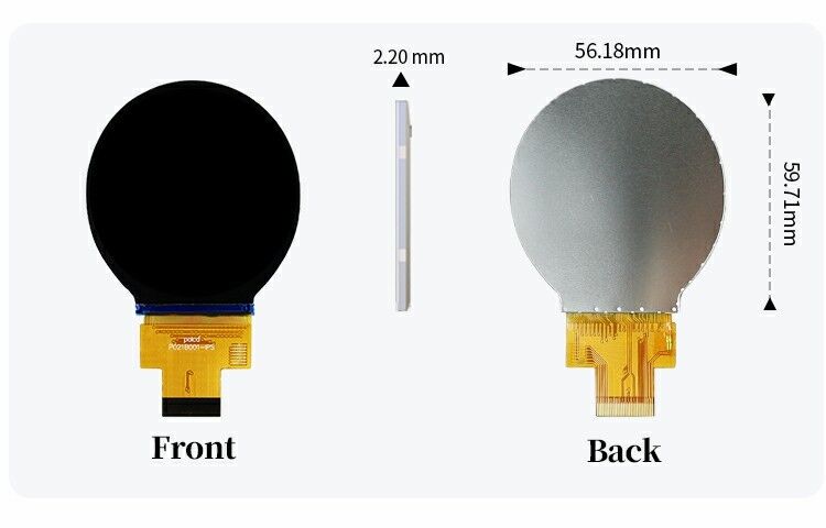 Polcd 2,1 pulgadas IPS LCD redondo pequeño 480*480 interfaz Mipi ST7701S Módulo de visualización TFT circular