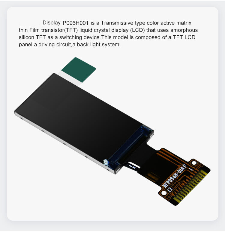 Módulo de pantalla TFT LCD Polcd de 0,96 pulgadas con interfaz SPI de 80*160 y ángulo de visión IPS, FPC personalizado