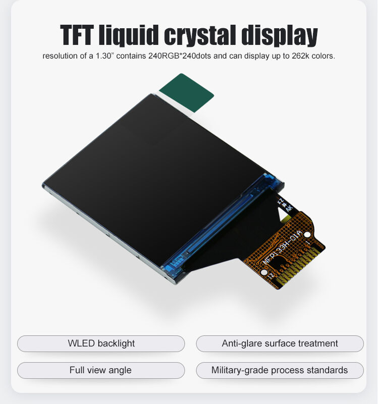 Panel de pantalla LCD TFT IPS de 1,3 pulgadas con interfaz SPI y tamaño pequeño 240*240, fabricante de LCD cuadrado Polcd