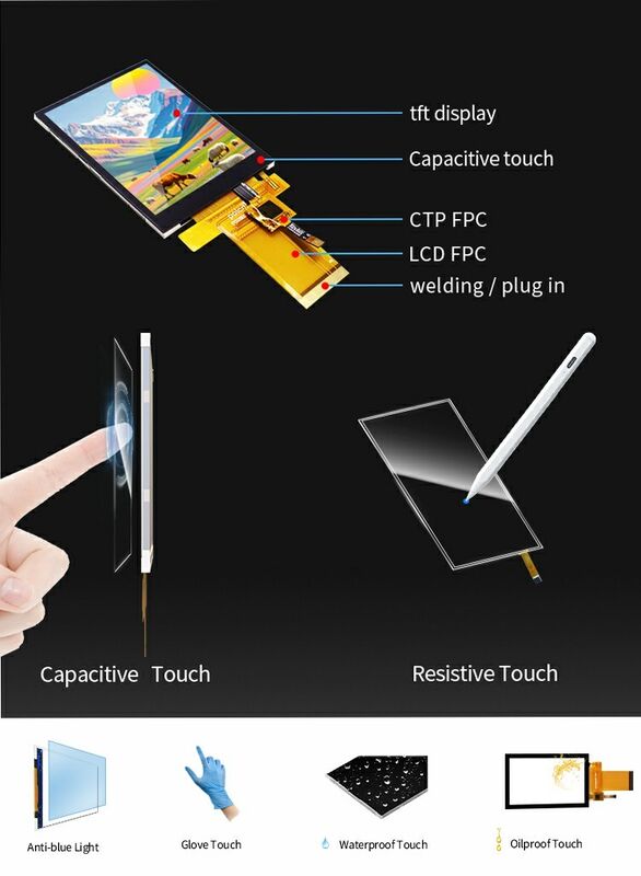 Polcd Industrial personalizado Panel de pantalla RGB de 2,8 pulgadas Módulos LCD TFT capacitivos impermeables con pantalla táctil
