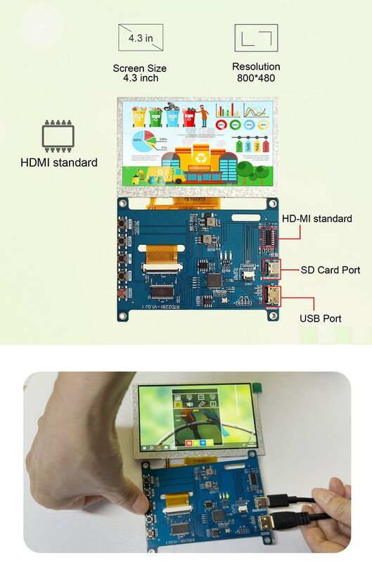 Placa controladora de HD-MI multifunción Polcd 4,3 de 5 pulgadas, placa controladora LCD táctil Universal para pantalla IPS Raspberry Pi
