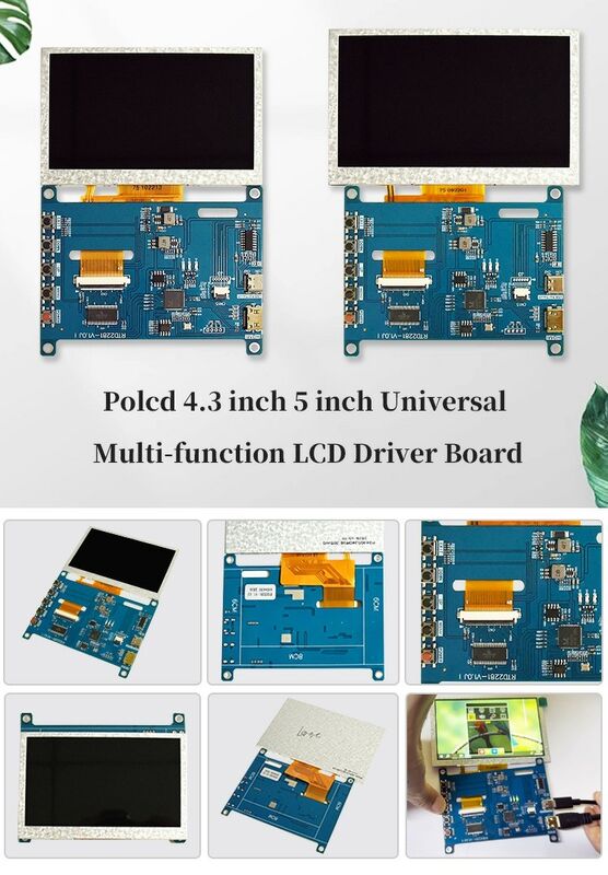 Polcd RTD2281 Pantalla de pantalla de Raspberry Pi multifunción Panel de controlador LCD universal de 4.3 pulgadas 5 pulgadas Panel de controlador USB H-DMI