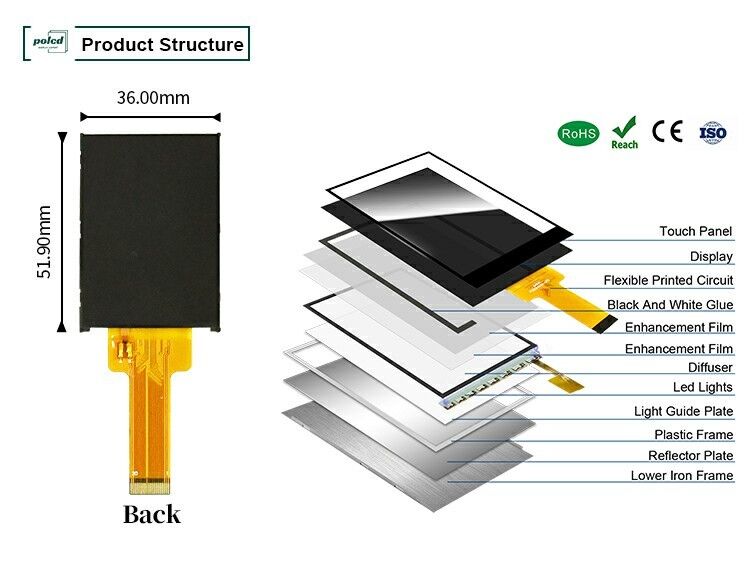 Display de cristal líquido Polcd de 2.0 pulgadas Mini Full Color ST7789 MCU IPS Vista de ángulo completo 240x320 módulo LCD TFT